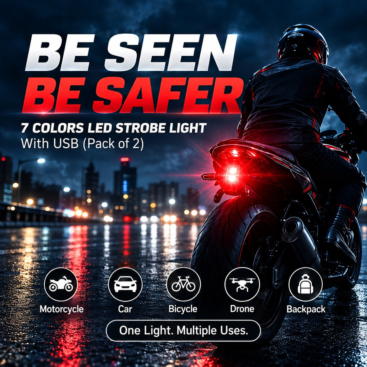 7 Colors Exterior Night Signal LED Light With USB (Pack Of 2)