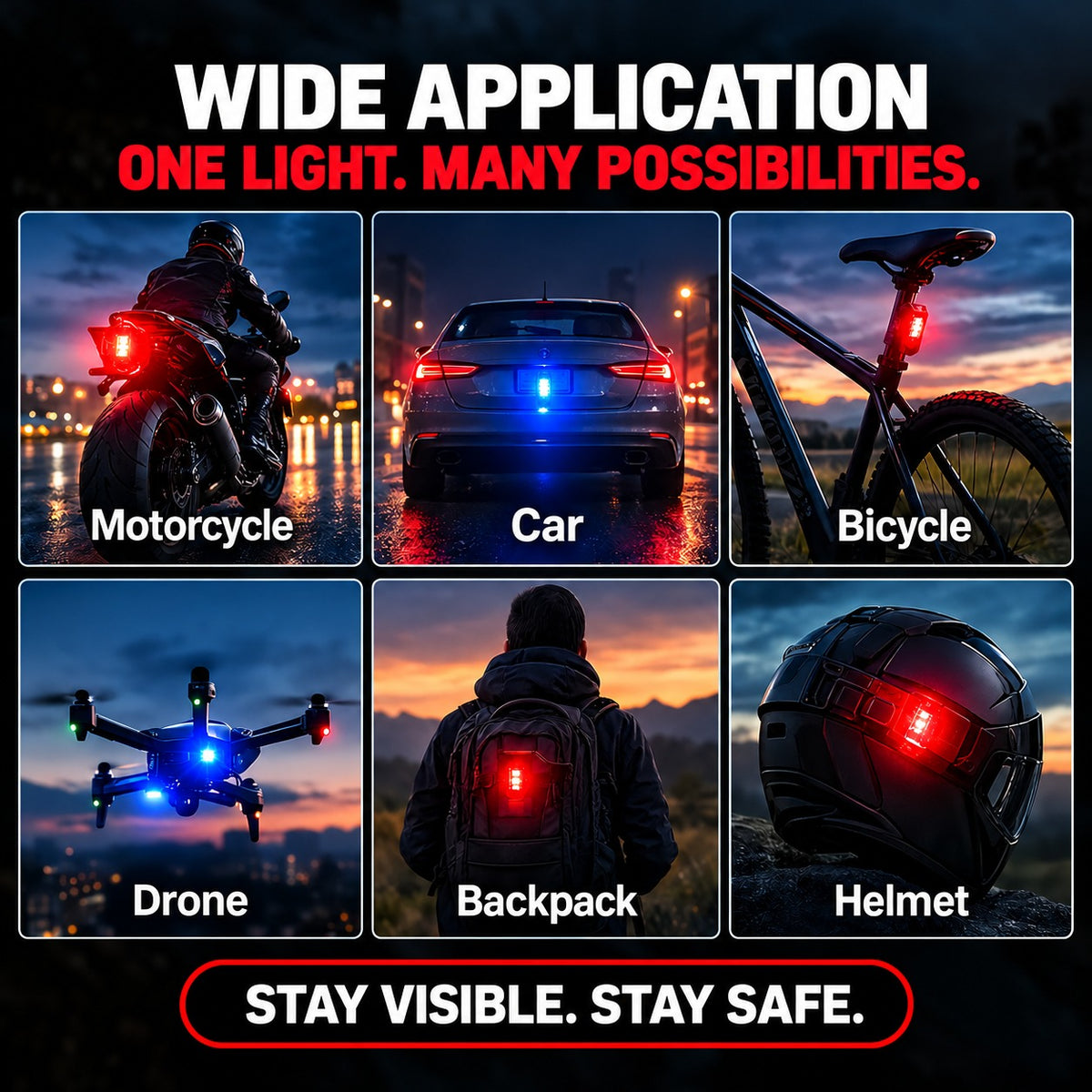 7 Colors Exterior Night Signal LED Light With USB (Pack Of 2)
