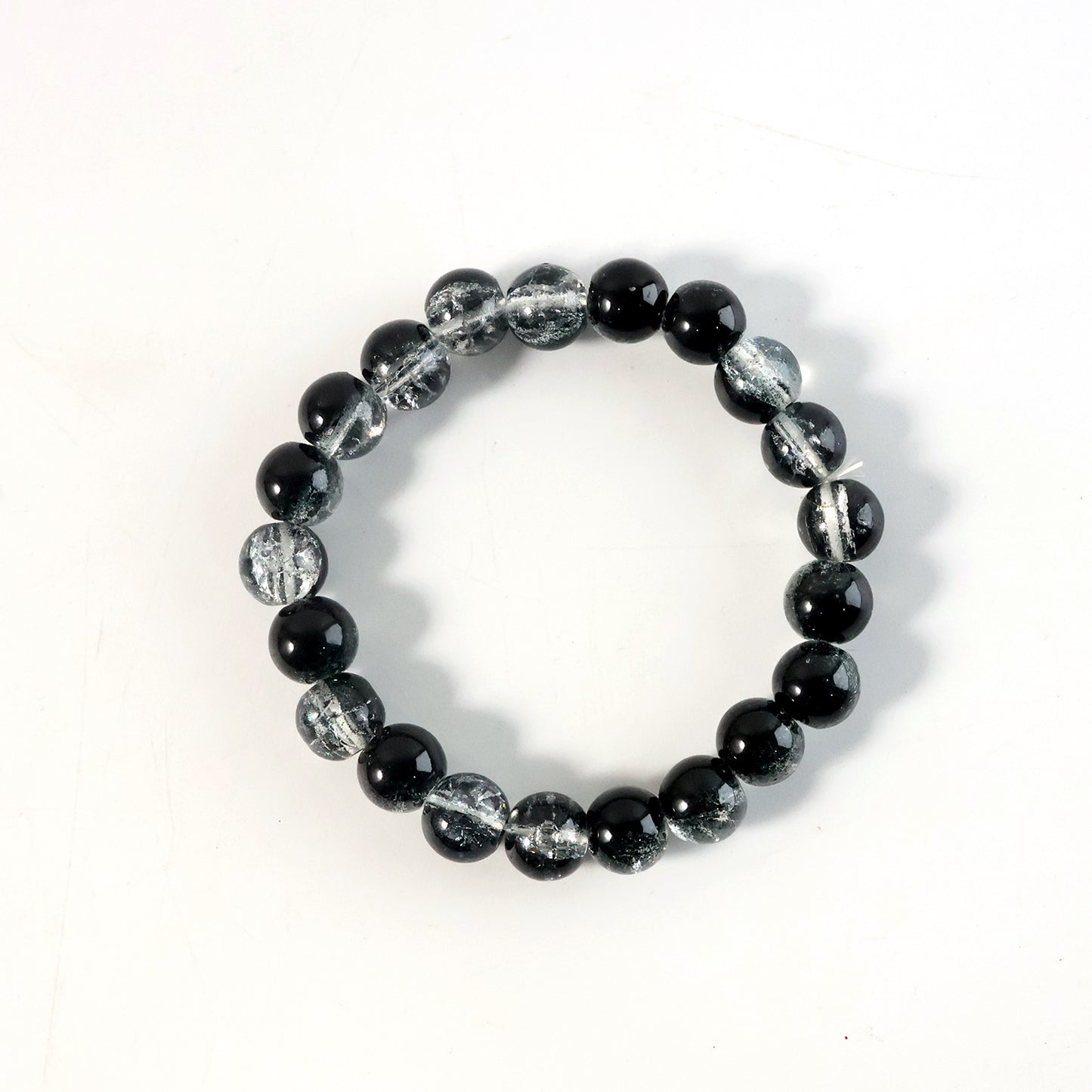 Elegant Dual-tone Crystal Beaded Stretch Bracelet (1 Pc)